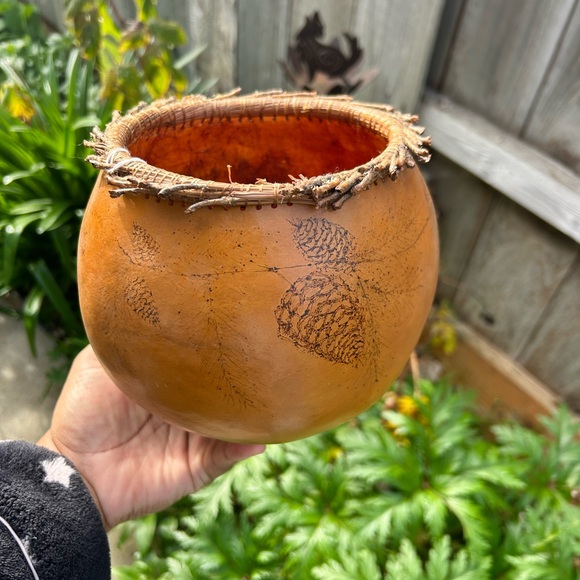 Native American Other - Handcrafted Brown Gourd Vase